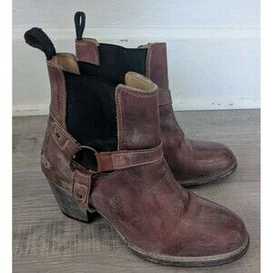 Bed Stu Women's Liberate Harness Boots Sz 10 Dark Scarlett Rustic Cobbler Series